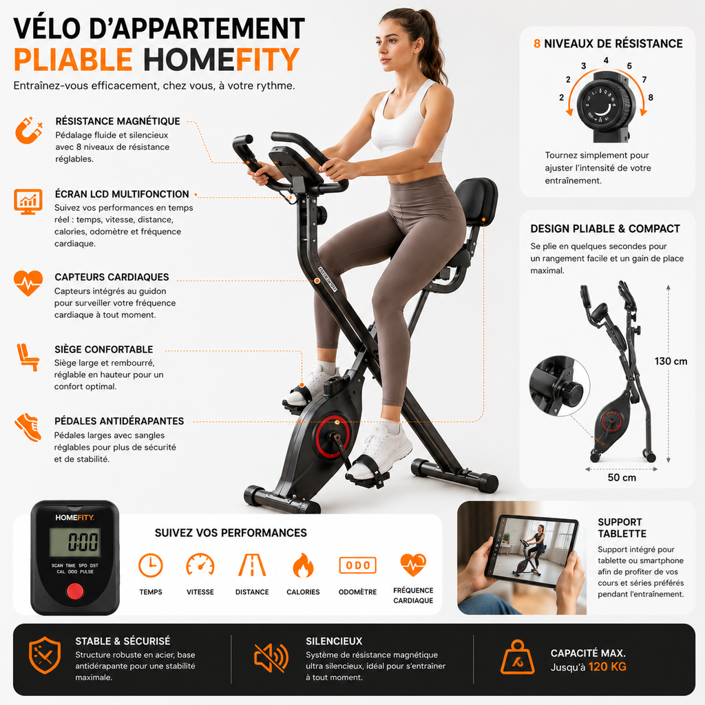 Vélo d'appartement Pliable